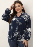 Women's Summer Plus Size Printed Long Sleeve Shirt