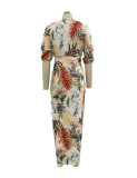 Women's Fashion Chic Half-Sleeve Print Midi Dress