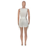 Women Ribbed Vest and Shorts Two-Piece Set