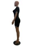 Women Printed Short Sleeve Bodycon Dress