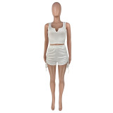 Women Ribbed Vest and Shorts Two-Piece Set