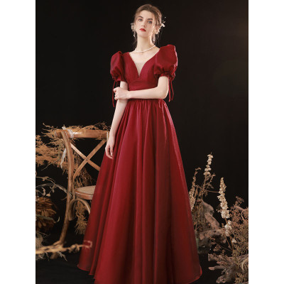 Women Formal Party Puff Sleeve Evening Dress