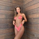 Women Sexy Ruched Solid Bikini Two-Piece Set