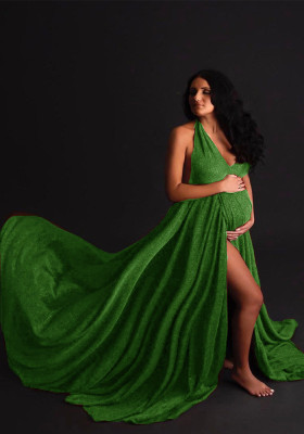 Women Sleeveless Maternity Long Tail Dress