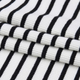 Women black and white striped skirt