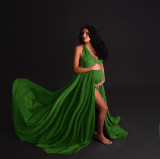 Women Sleeveless Maternity Long Tail Dress