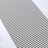 Women black and white striped skirt