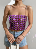 Women Sexy Glitter Backless Chain Crop Top