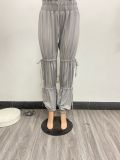 WomenSolid Relaxed Casual Drawstring Pants