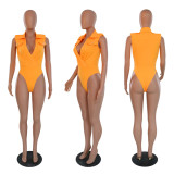 Women Sexy Deep V Neck Bodysuit And Irregular Skirt Two-piece Set