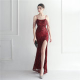 Sexy Straps Sequin Beading Sexy Long Dress Formal Party Evening Dress