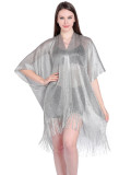 Summer Beach Sunscreen Tassel Blouse Solid Color Holidays Beach Cover Up