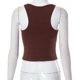 Women's Summer Solid Cropped Vest Top