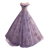 Purple Dress Wedding Gown Fomral Party Evening Dress
