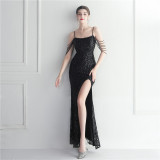 Sexy Straps Sequin Beading Sexy Long Dress Formal Party Evening Dress