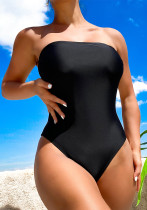 Women's One Piece Solid Metallic Strapless Swimsuit Sexy Bathing Suit