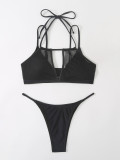 Women's Solid Color Two Pieces Sexy Bikini Swimsuit