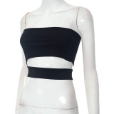 Women's Spring Summer Sleeveless Solid Strapless Cropped Top