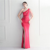 Beaded Bridesmaid Long Slim Sexy Dress Evening Gown