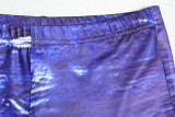 Women's Fashion Print Long Sleeve Top See-Through Bell Bottom Mesh Pants Fashion Two Piece Set