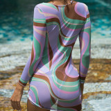 Spring Summer Swimsuit Feminine Mesh Sunscreen Dress Halter Neck Two Pieces Bikini Three-Piece Swimsuit