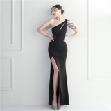 Beaded Bridesmaid Long Slim Sexy Dress Evening Gown