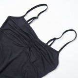 Women's Summer Sleeveless Straps Solid Bodysuit Top