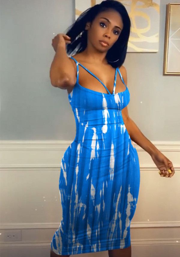 Women's Plus Size Summer Sexy Slim Printed Halter Cutout Strapless Dress