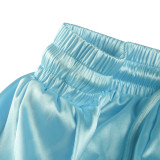 Women's High Stretch Silk Solid High Waist Loose Pocket Casual Wide Leg Pants