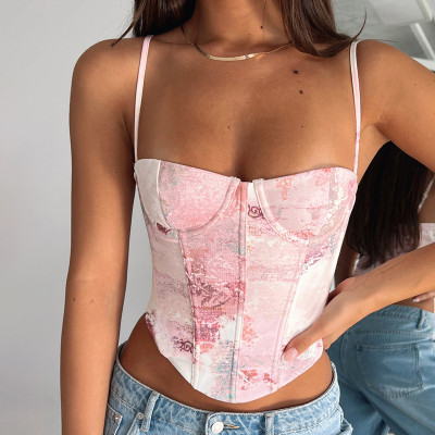 Summer Printed Tunic Small Camisole Tops Slim Fit Versatile Vest Women
