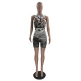 Women's Clothing Night Club Sexy Tight Fitting Print Positioning Jumpsuit
