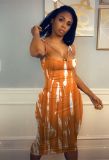 Women's Plus Size Summer Sexy Slim Printed Halter Cutout Strapless Dress
