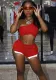 Women's Summer Solid Color One Shoulder Sexy Casual Sport Shorts Set