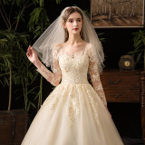 Main Wedding Dress Luxury Chic Fashion Lace Long Sleeve Bridal Wedding Dress Plus Size