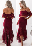 Dress lace Strapless Low Back Chic two-piece skirt set