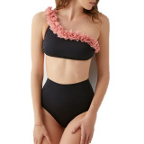Women Lace One Shoulder Sexy Bikini Two Pieces Swimwear