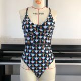 WomenSolid Backless Bikini One Piece Swimwear