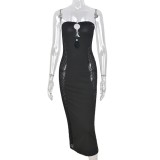 Women's Summer Style Sexy Strapless Hollow Mesh Bodycon Dress For Women