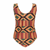 Plus Size Swimsuit African Style One-Piece Print Lace-Up Bathing Suit