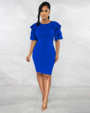 Ladies Fashion Solid Color Slim Midi Bodycon Dress
