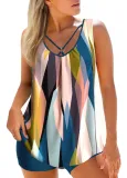 Two Pieces Swimsuit Women's Plus Size Square Leg Two Piece Print Swimsuit