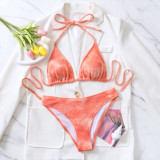 Bikini Ribbed Triangle Cup Sexy Two Piece Low Back Swimsuit
