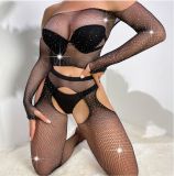 Off Shoulder Beaded Diamond Two Pieces 2 Pieces Sexy Lingerie Set