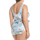 Plus Size Swimsuit Women's Floral Tie One Piece Bathing Suit