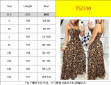 Summer Leopard Print V Neck Dress High Waist Sexy Chic Fashion Long Dress