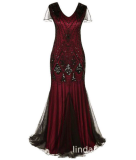 Women's Vintage Sequin Gown Dress Formal Party Light Luxury Party Evening Dress
