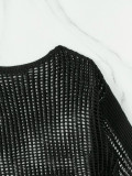 Black vest fishnet hollow blouse Thin sexy long-sleeved outerwear