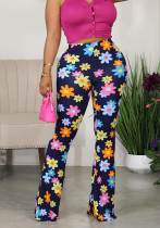 Summer Women's Bodycon Floral Sexy Bell Bottom Pants