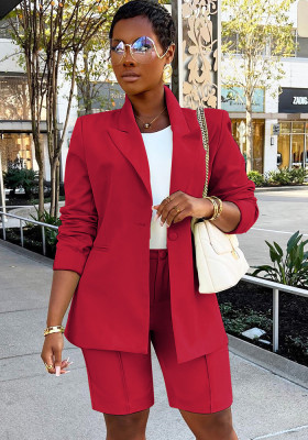 Women Career Blazer and Shorts Two-Piece Set