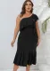 Plus Size Women Summer Sexy Slash Shoulder Dress